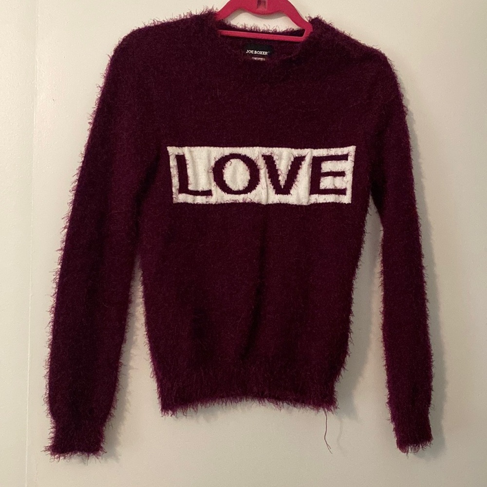 Fuzzy purple sweater